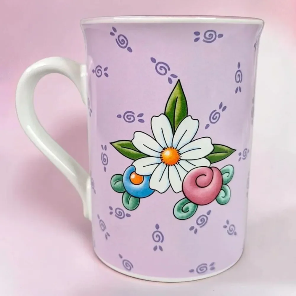 Mary Engelbreit L Initial Mug Pink Coffee Tea Cup Monogram Vintage Ceramic